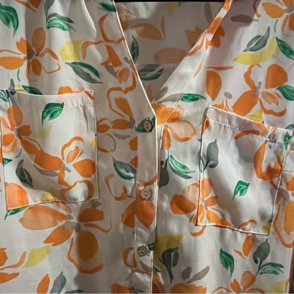 BCX Orange and Green Floral Button-Down Shirt - Picture 6 of 8